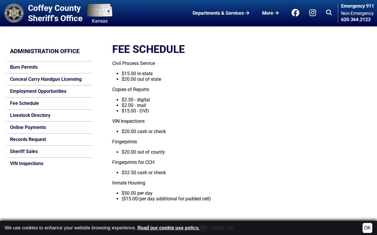 Coffey County release-record fee schedule
