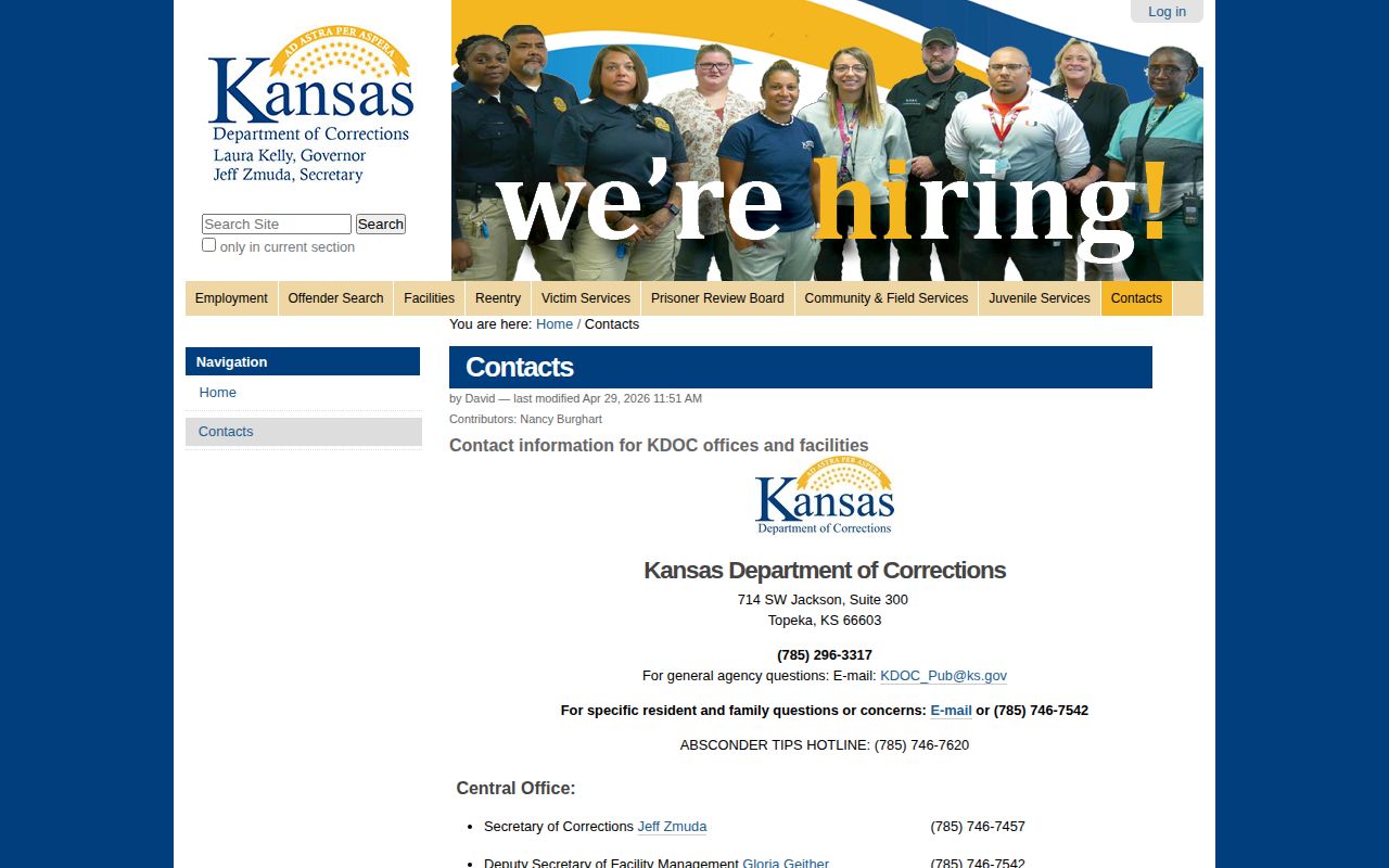 KDOC records contacts for a Coffey County state release