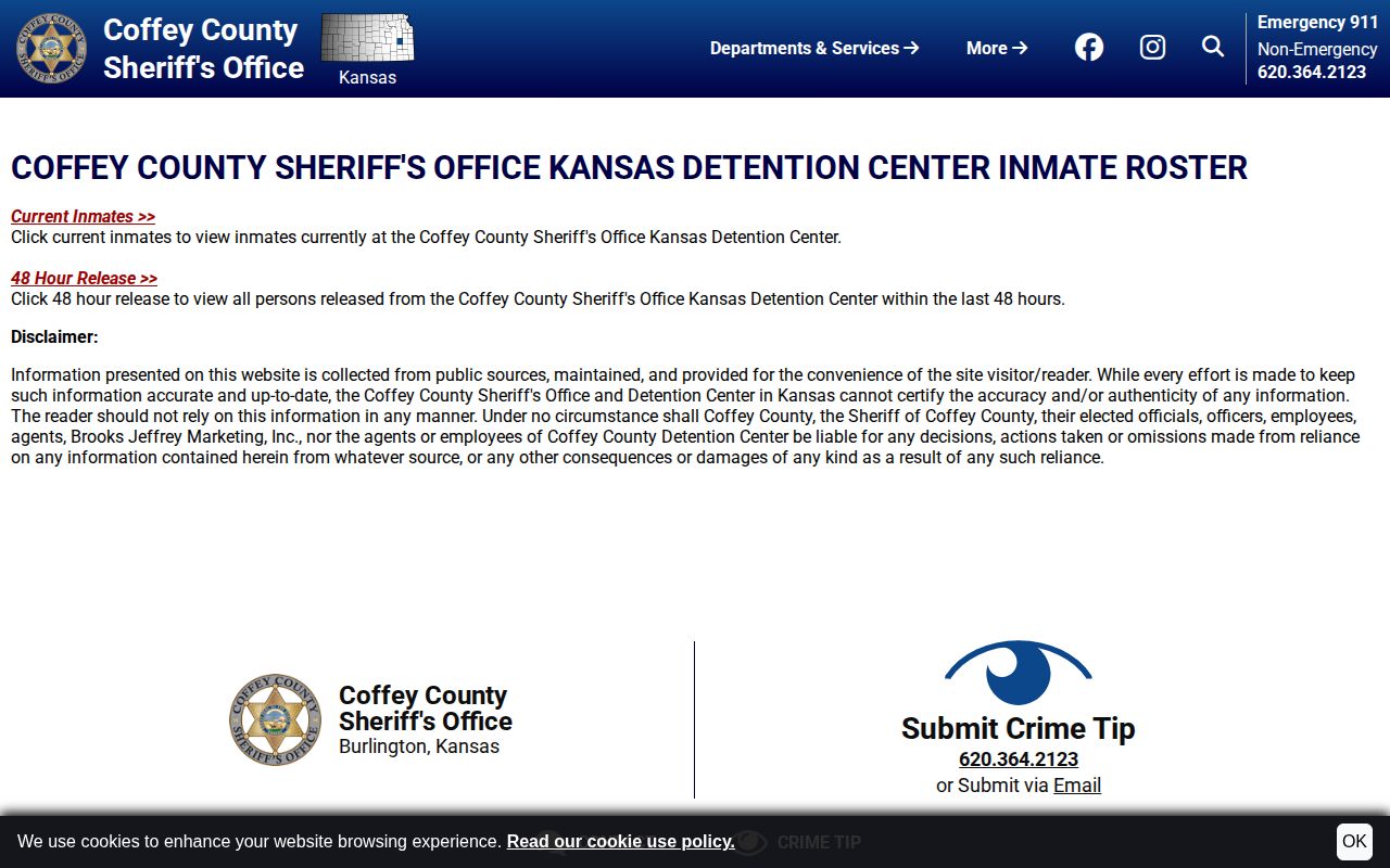 Coffey County 48-hour released inmate roster gateway